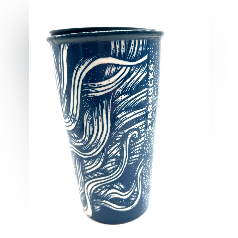 Starbucks 2016 Gold Crown Blue Mermaid Siren 12oz Ceramic Travel Tumbler Mug - Picture 3 of 16